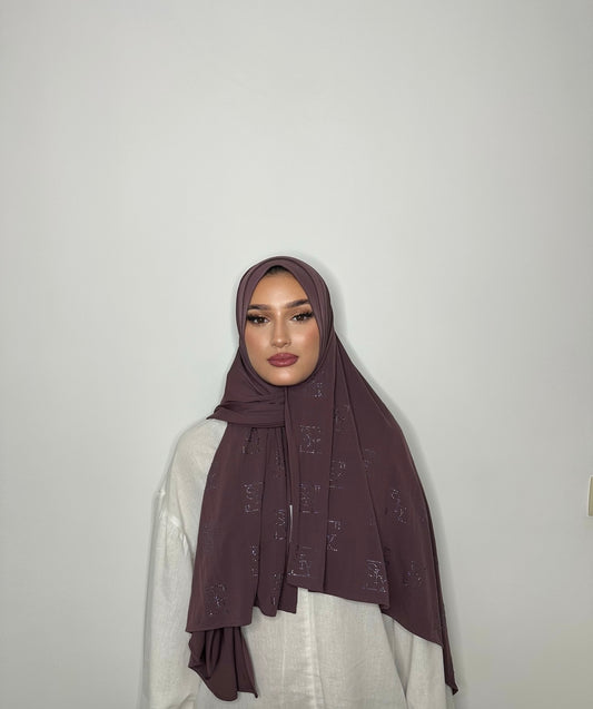 Premium Jersey – Berry Taupe Crystals